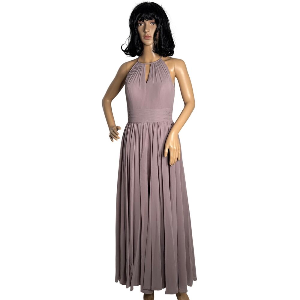 2010s Azazie Bonnie Vintage Mauve Chiffon Keyhole A-Line Dress A2 XS